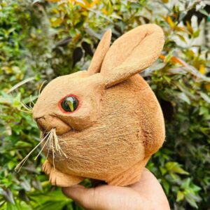 carved coconut shell animal rabbit srilanka tourists
