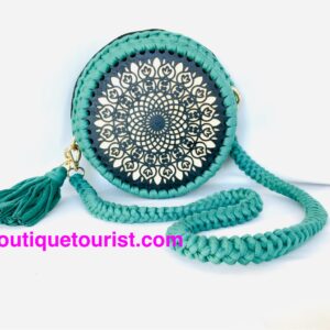 crochet bags wooden base