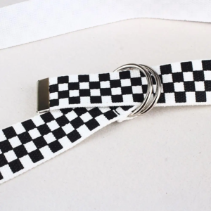 casual men women waistband black white plaid belt canvas checkerboard belts cummerbunds canvas waist belts casual checkered