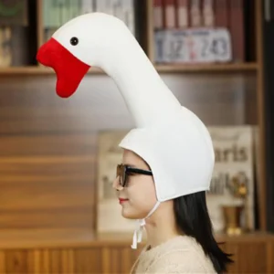 cute plush funny goose shape cap adult kids halloween party cosplay animal hood hat winter warm costume photo props headgear