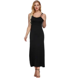 fashion women long frocks maxi dress elegant sleeveless low neck long evening party dress