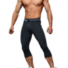 men base layer 3/4 cropped pants black tight training bottoms fitness running basketball white sports underwear s m l xl 2xl 3xl