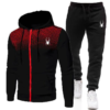 spring and autumn new men's set casual sportswear printed hooded zipper jacket + trousers two piece fashion men's clothing