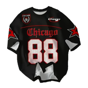  chicago 88 number & iconic skyline t shirt streetwear men's clothing oversized shirt outdoor sports football training jerseys
