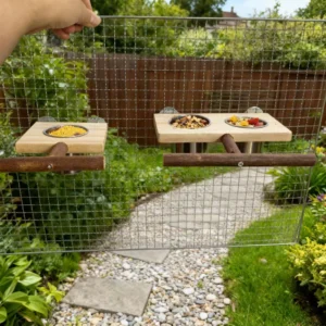 1set wood bird stand platform with single/double stainless steel feed bowl chew toy for pet bird parrot cage hanging accessories