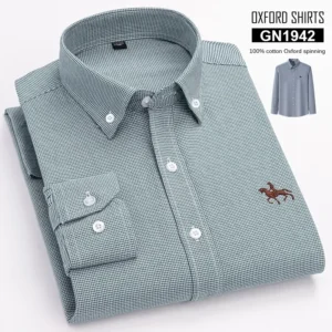 2025 100% cotton men shirt floral long sleeve casual plus size thick oxford man embroidered horse shirts streetwear oversized