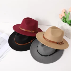 hot 1pc vintage elegant handsome men women wide brim hat fashion church party ladies felt jazz cap british flat brim felt hat