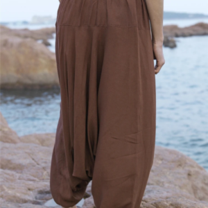 2025 vintage simple men's haren pants elastic waist chinese style casual bloomers trousers cross pants crotch pants men loose