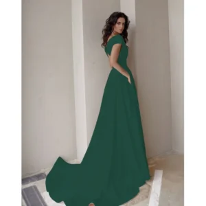 2025 new elegance party floor dress summer women's breast wrap ruffled solid split mid waist temperament commuter long dresses