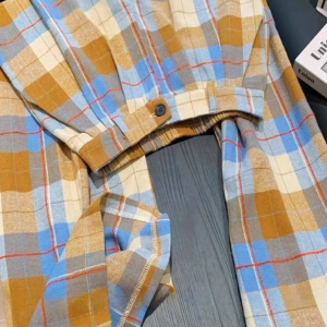 vintage fall plaid wide leg pants women casual loose high waist retro trousers american pockets lady high quality straight pant