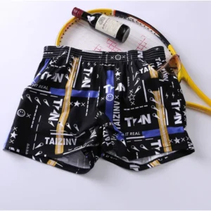 flat boxers men's underwear fashion print youth pocket aro short pants loose sleep bottoms mid waist male swimming trunks plus