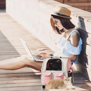 pet backpack breathable pet cat dog bag carrier backpack multi pocket small medium pets traveling hikingcomfortable durable