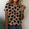 new summer women's clothing crew neck t shirt spotted print short sleeved casual comfortable top ladies elegant loose t shirt