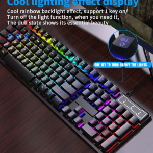 104keys wired keyboard with rgb backlit breathing light gaming ergonomic keyboard and mouse set for computer laptop gamer office