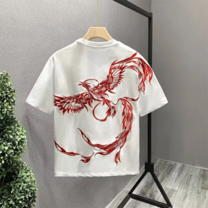 lovers embroidered phenix summer t shirt 2025 new men cotton t shirt students casual tee short sleeves top loose t shirt 4xl