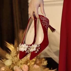 new women pumps wedding high heels shoes comfortable lightweight sole non slip ) floral patterned strapless sandals formal