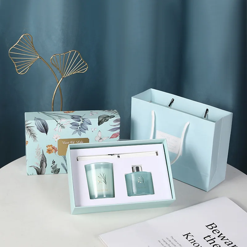 handmade soybean scented candle gift box luxury candle perfume set velas decorativas hogar velas lux gift reed diffuser hot sale