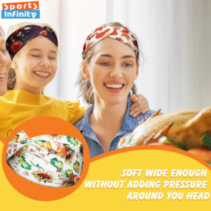 thanksgiving maple leaf pumpkin candy pattern women yoga headband running sweatband sports headband thanksgiving accessories