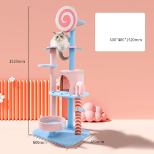 manufacturer wholesale pink blue cute sisal cat scratcher tree lollipop design