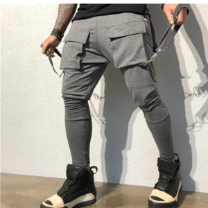 cargo pants men long pant solid casual regular pockets slim fit straight trousers zipper high waist autumn winter 2024