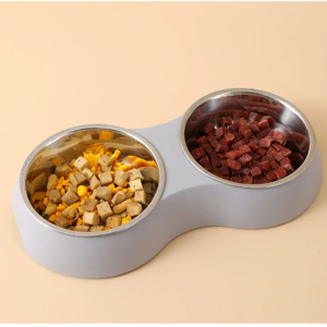 double pet food bowl stainless steel drinkware pet drinking dog food puppy feeding supplies kitten water accessories