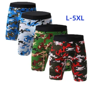1pcs long leg cotton sexy shorts boxer men’s underwear men's underwear men panties men underpants boxershorts camouflage natural