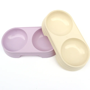 1pcs pet double bowl plastic kitten dog food drinking tray feeder cat feeding pet supplies accessories dog accessories pet bowl