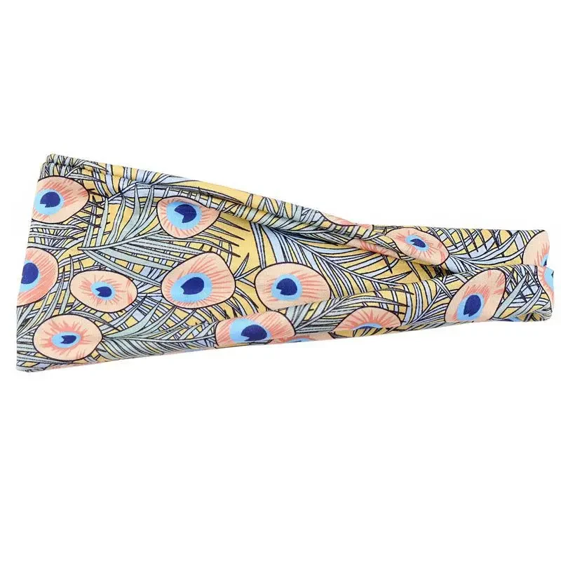 european and american printed hair band temperament head wide side wash hair accessories women's headscarf sports bandage