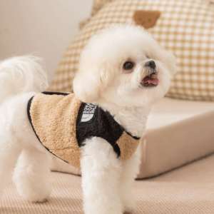 maltese plush vest winter dog clothes warm yorkshire two legged fleece jacket trendy pet apparel with traction buckle