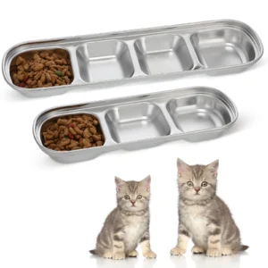 2pcs pet feeding trays multi grid fodder plates stainless steel small animal food dishes hamster accessories durable easy clean