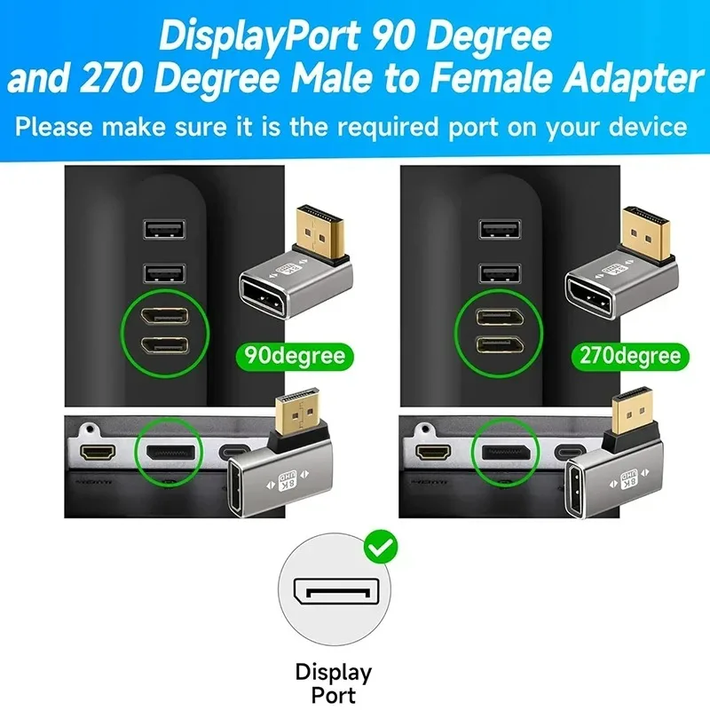 gold plated displayport1.4 adapter support 8k@60hz 4k@144hz hdr video alloy shell dp cable extender for desktop computer monitor