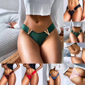 sexy women v shaped metal sports hip lift thongs lingeries low waist underwear panties g string t back nightwear underpants