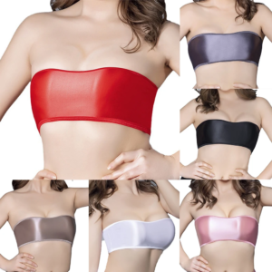 women top tube strapless bandeau underwear oily gloss sexy bra tight lingerie brand new crop top elastic stretch bra