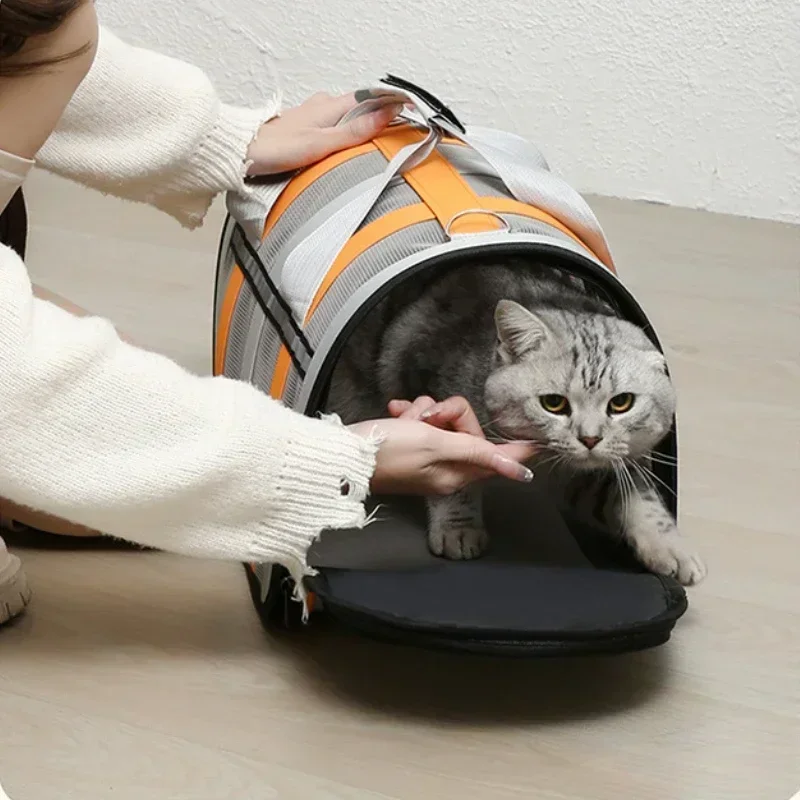 s/m/l pets go out breathable cats pet dogs in travelling carrying bag portable foldable small to medium dog cage mesh handbag