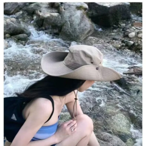 unisex western cowboy hat summer fall outdoor sun protection hiking wide bucket sports cap drawstring design accessories