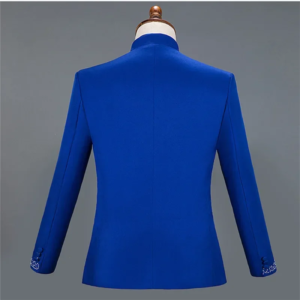 men luxury embroidered standing collar suits slim fit clothing fashion host singer stage performance flower blazer and pant