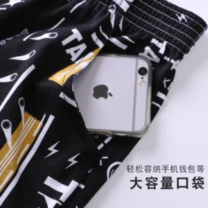 flat boxers men's underwear fashion print youth pocket aro short pants loose sleep bottoms mid waist male swimming trunks plus