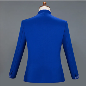 new men luxury embroidered standing collar suits slim fit clothing fashion host singer stage performance flower blazer and pant