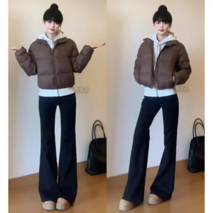 kendall jenner short puffer jacket women's thick winter coat stand collar bread style autumn winter small size female outerwear