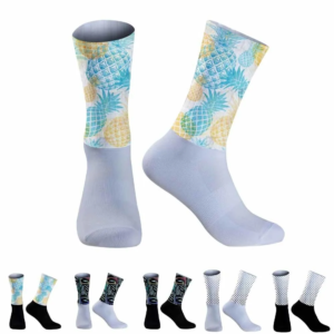 pattern creative pineapple sports cycling socks, durable, sweat absorbing, unisex outdoor exercise accessories, bicycle gifts