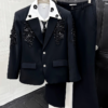 high end sequin embroidered light luxury comfort suit sets men 2025 autumn new loose 2pcs trendy blazers pants two piece sets