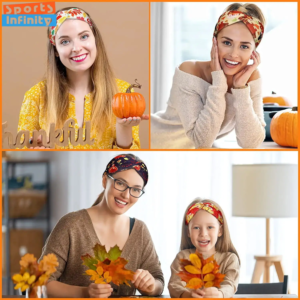 thanksgiving maple leaf pumpkin candy pattern women yoga headband running sweatband sports headband thanksgiving accessories