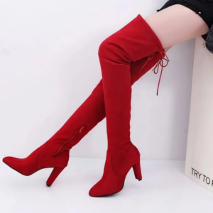 winter women over the knee boots stretch fabrics high heel slip on shoes pointed toe woman long boots size plus size 43