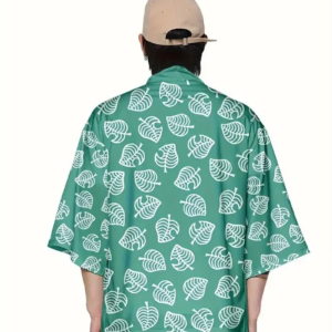game animal character cosplay costume men women cute leaf print japanese kimono cloak pink green plus size haori cardigan jacket