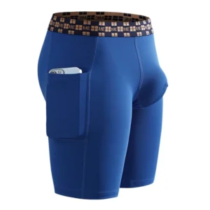 ice silk men's sports long underwear pocket quick drying flat boxers male u convex pouch panties running fitness yoga shorts