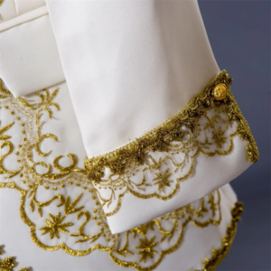 classic men luxurious embroidered suit 3 piece black / white fashion male court tuxedo blazers jacket and pants with vest