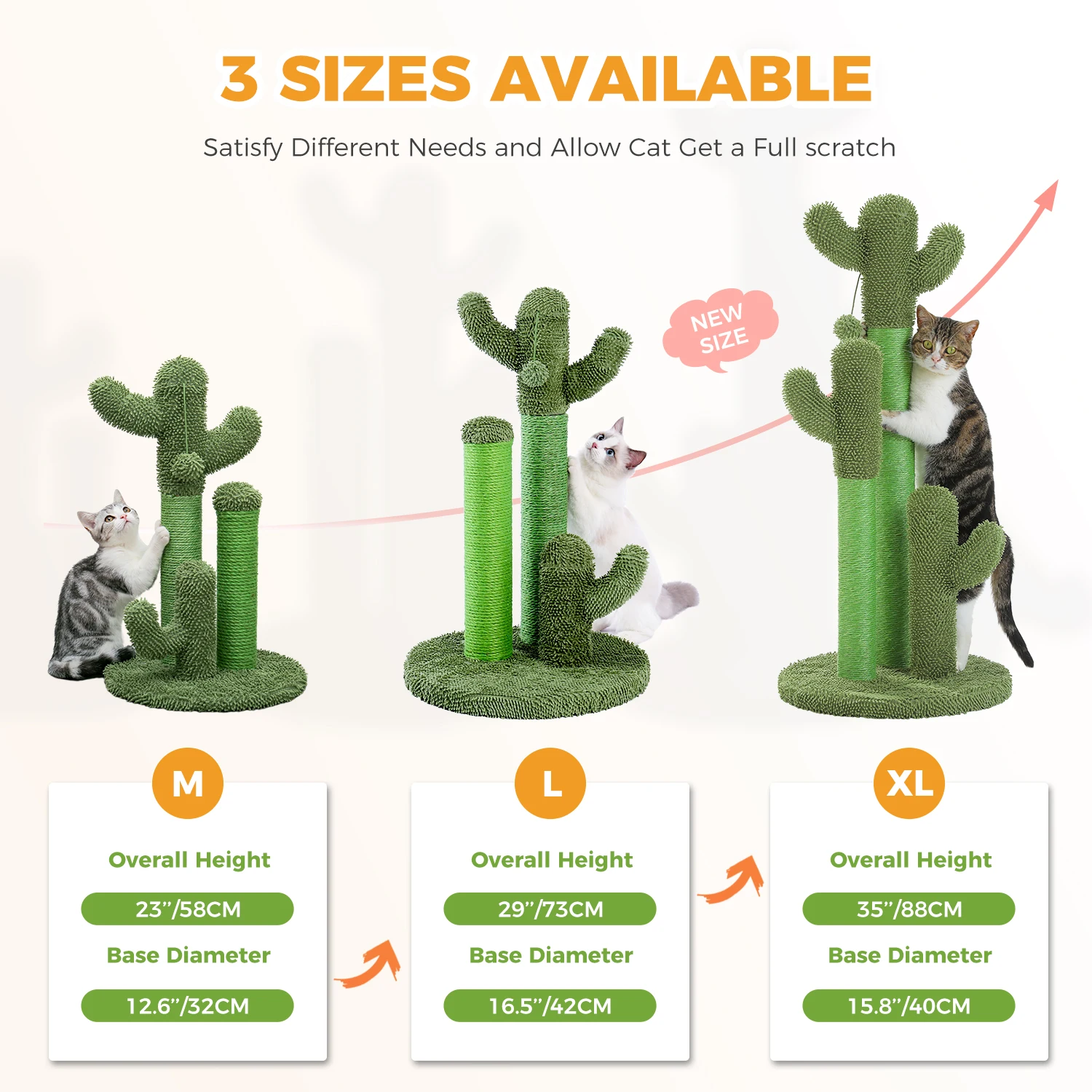 cactus cat scratching post,cactus cat tree,green cat scratcher with natural sisal rope, interactive dangling ball, cat furniture