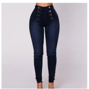 women high waist jeans pencil pants washed vintage pockets double breasted slim fit ankle length trousers 2025 casual denims