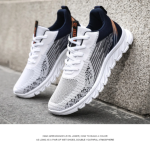 hot sell new men's fashion casual sneakers men's flying woven shock absorbing running shoes version mesh breathable shoes