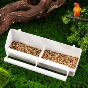 parrot feeder feeding box pets bird food box double grid stand bird feeding trough food container bird cage accessories